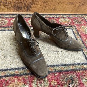 Salvatore Ferragamo Victorian Suede Oxford Pumps